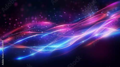 abstract background. glowing lines with dots and lines. neon light.