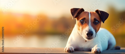 Jack Russell terrier resting outdoors