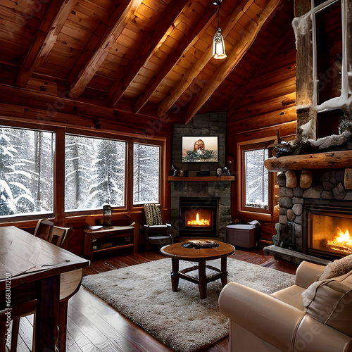 Cozy Winter Living Room Interior with Wood Accents © Muhammad The Trust