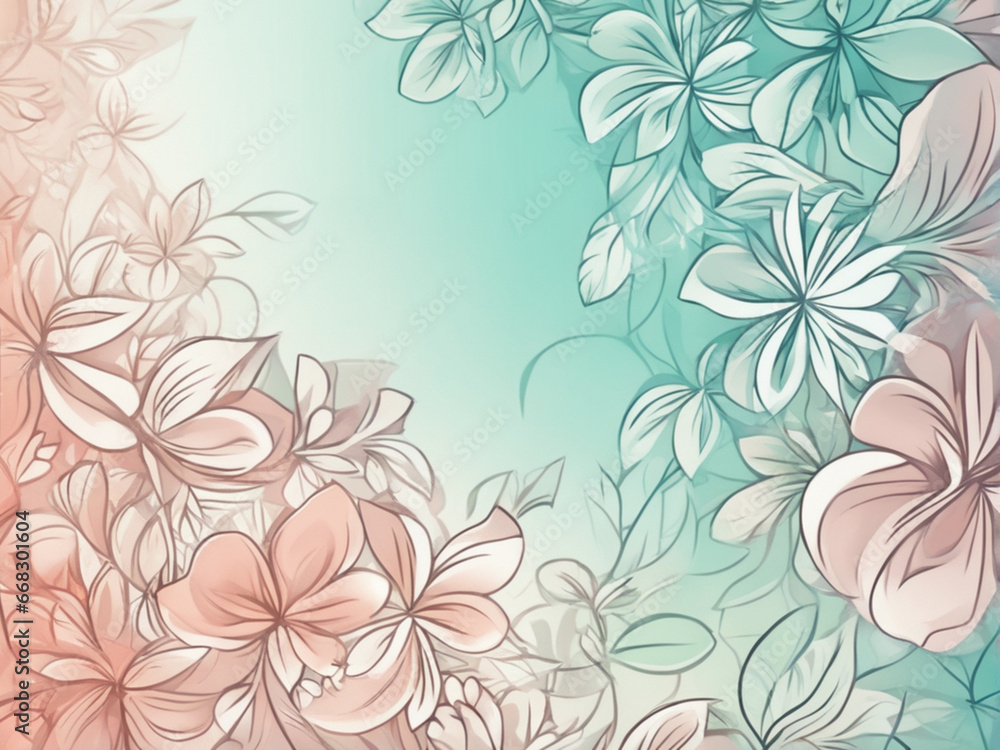 abstract vector illustration patterns texture background with light pink  and blue flowers