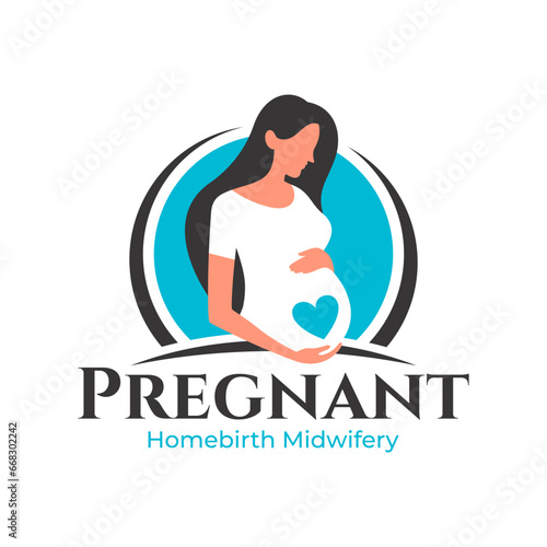 pregnancy logo pregnant woman maternal vector illustration