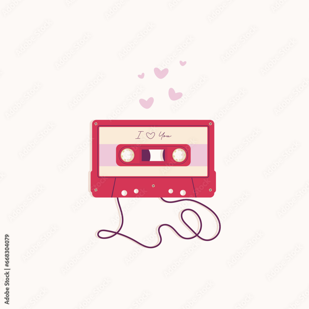 Valentine's Day illustration in retro style.  The illustration is excellent for social media posts, cards, brochures, flyers, and advertising poster templates. It is a vector illustration