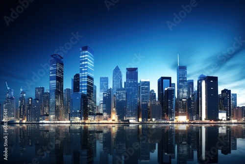 simple business background with futuristic elements featuring city views night skies for wallpaper background © Martin