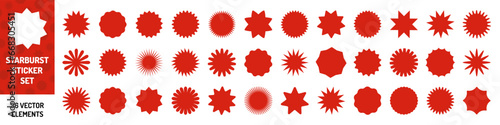Starburst sticker set. Price tag badge collection. Vector illustration.