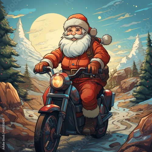 Santa claus riding a bike