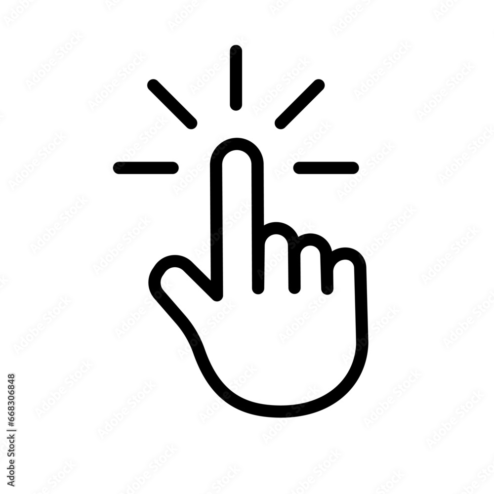 Touch screen finger hand press push icon vector Touch screen finger hand press push icon vector