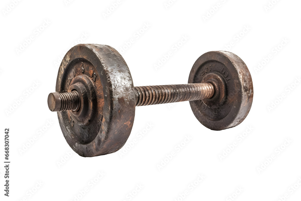 Old rusty Barbell (Cutout PNG) isolated on transparent background, AI