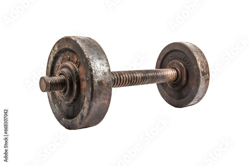Old rusty Barbell (Cutout PNG) isolated on transparent background, AI