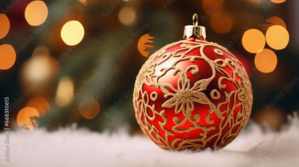 Bright New Year decorations on the Christmas tree, festive background, beautiful card. Bright New Year decorations on the Christmas tree, festive background, beautiful card.