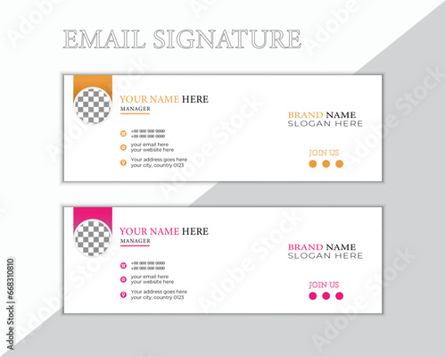 Creative business email signature template or email footer and personal social media cover templates with two colors.