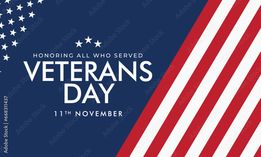 Obraz premium Veterans day Background Design. Greeting Card, Banner, Poster. Vector Illustration.