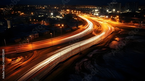 motion blur of a busy urban highway, in the evening, rush hour, generative AI. © Yacine