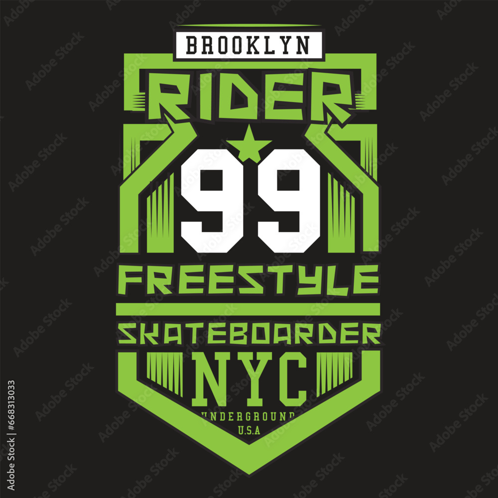 typographic vector illustration of skateboarding and new york theme badge. t shirt graphics ,print typographic vector illustration of skateboarding and new york theme badge. t shirt graphics ,print