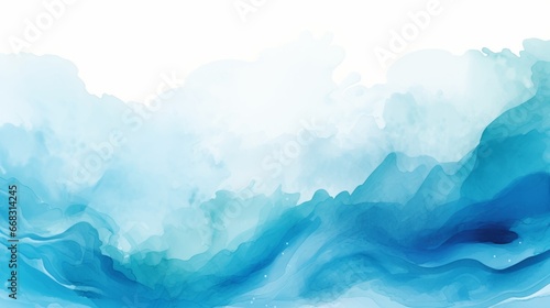 Abstract Blue Water Ink Wave Texture - Aqua  Teal  and White Ocean Wave Background for Web  Mobile Graphic Resources. Winter Snow Wave with Copy Space for Text Backdrop. Wavy Weather Illustration