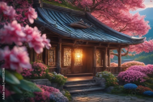 japanese temple in spring