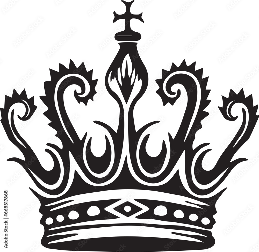 Crown tattoo, Vector Template for Cutting and Printing Crown tattoo, Vector Template for Cutting and Printing