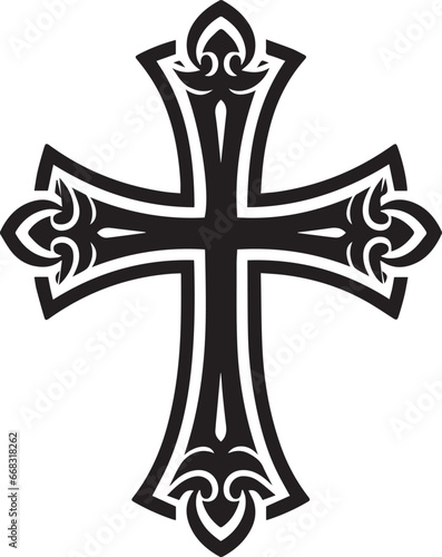 Simple catholic cross, Vector Template for Cutting and Printing