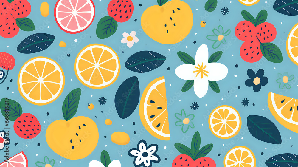 seamless background with fruits pattern. Generative AI seamless background with fruits pattern. Generative AI