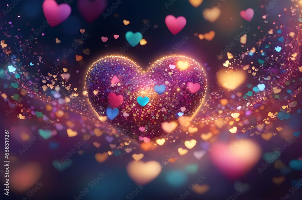 Colorful, shiny, glowing hearts, valentine's day, wedding invitation. Romantic background, greeting card, poster, postcard for women's day, march 8 or birthday. Colorful, shiny, glowing hearts, valentine's day, wedding invitation. Romantic background, greeting card, poster, postcard for women's day, march 8 or birthday.