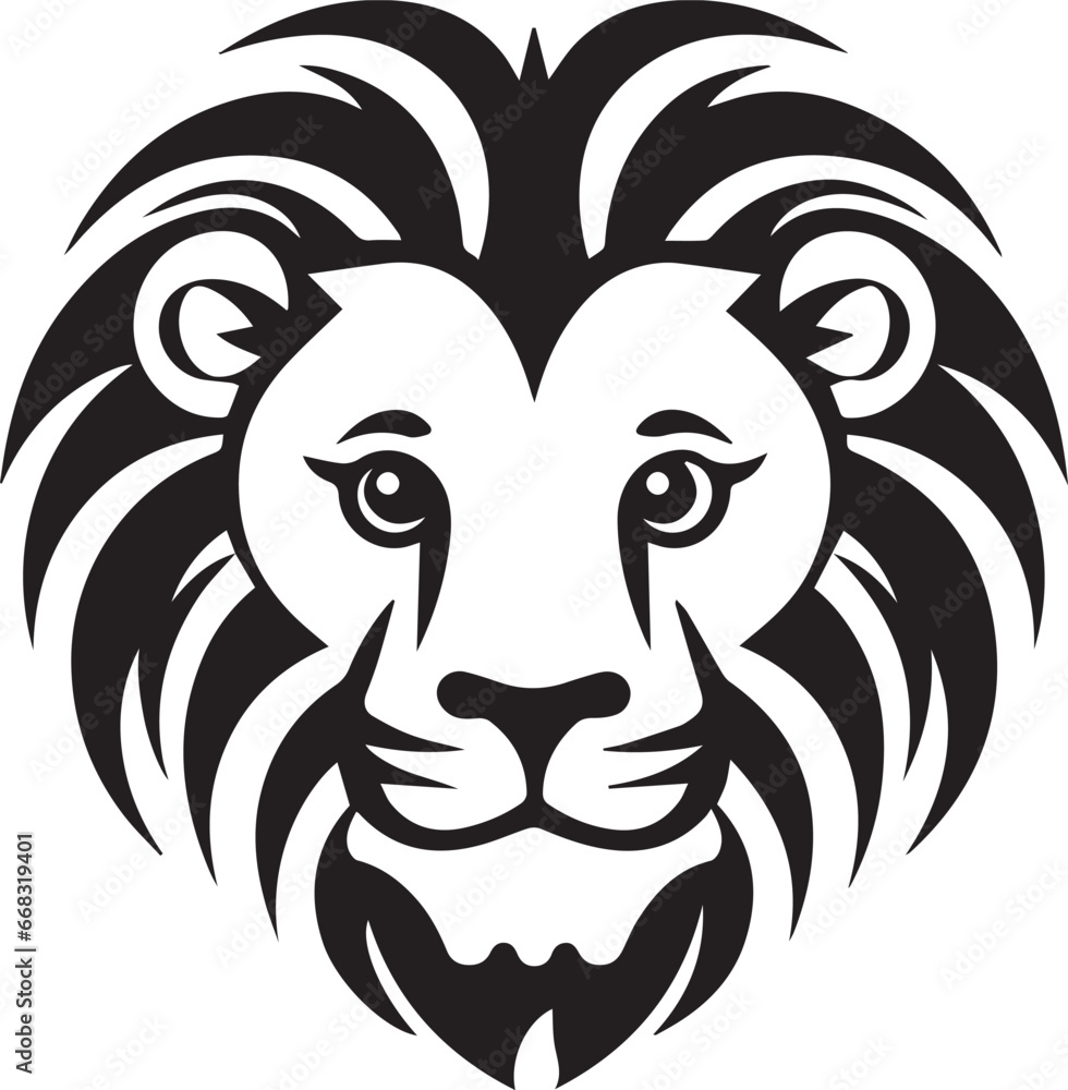 Vector Simple Lion Face, Vector Template for Cutting and Printing Vector Simple Lion Face, Vector Template for Cutting and Printing