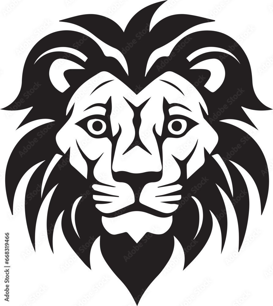 Fototapeta premium Vector Simple Lion Face, Vector Template for Cutting and Printing