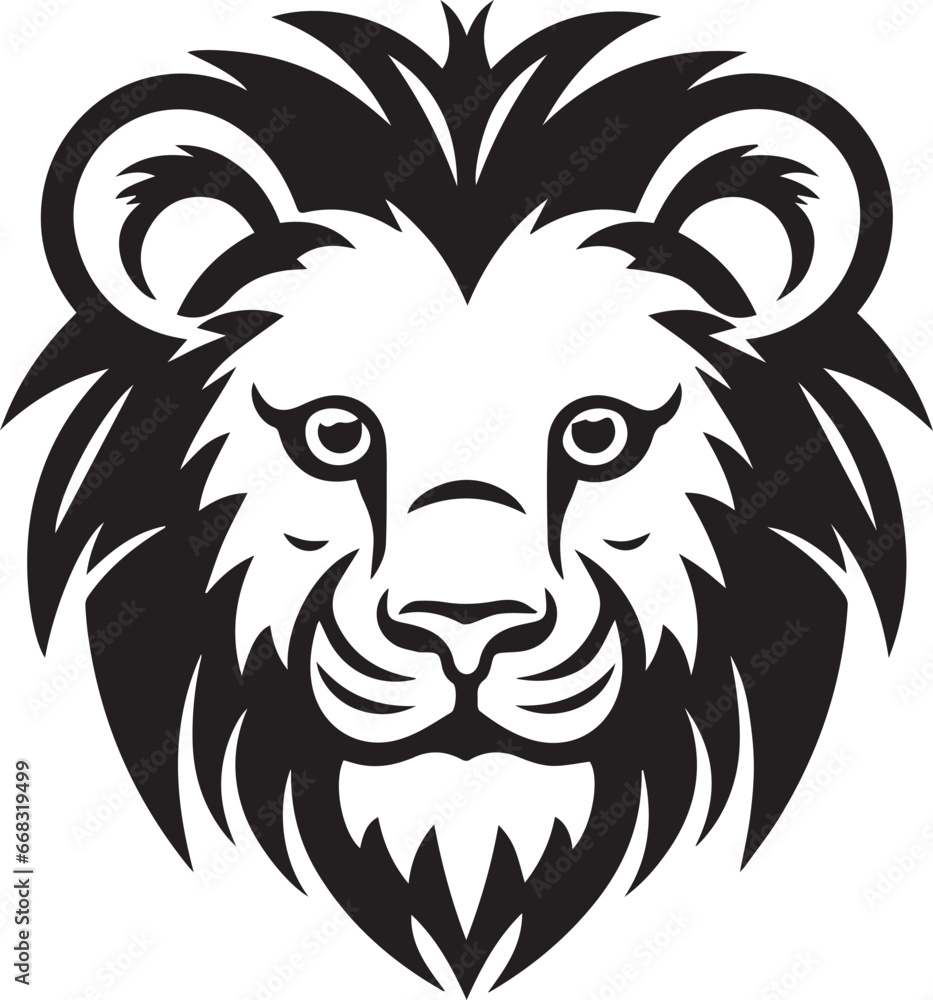 Vector Simple Lion Face, Vector Template for Cutting and Printing