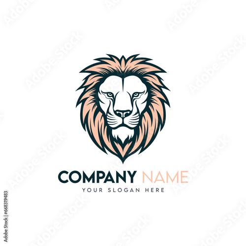 Lion head logo template vector icon illustration. Lion head logo template