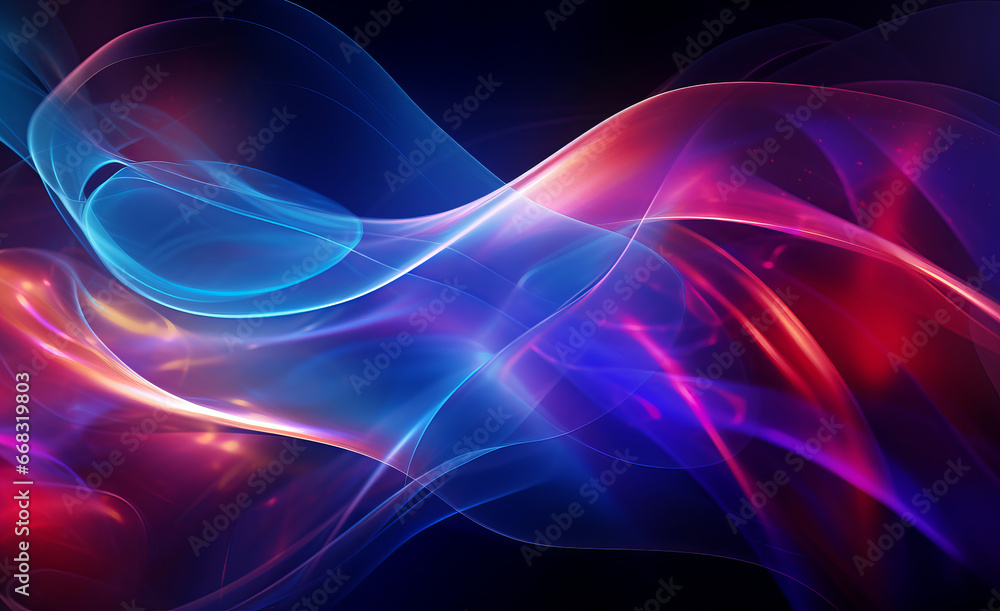 Abstract neon gradient transparent smokey swirling waves background
