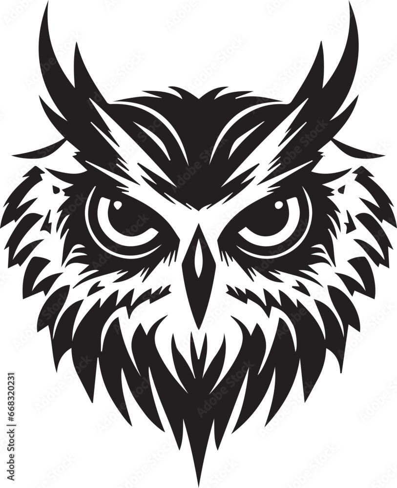 Obraz premium Owl Face, Vector Template for Cutting and Printing