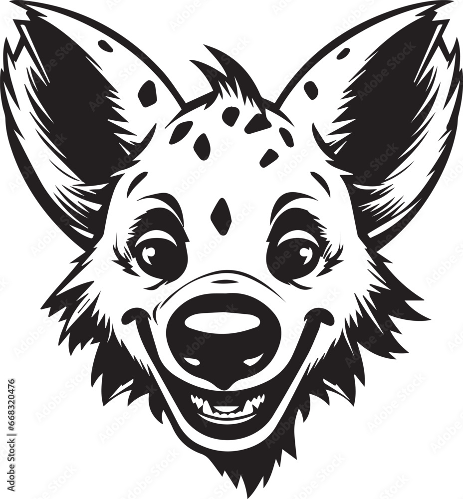 Obraz premium Smile Hyena Face White, Vector Template for Cutting and Printing