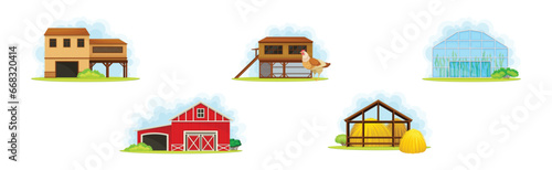 Rural Farm Building and Different Structure Vector Set