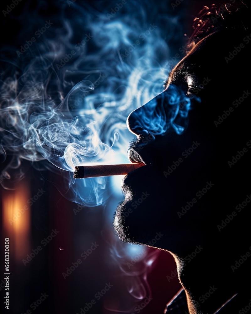 Fototapeta premium man smoking a cigarette