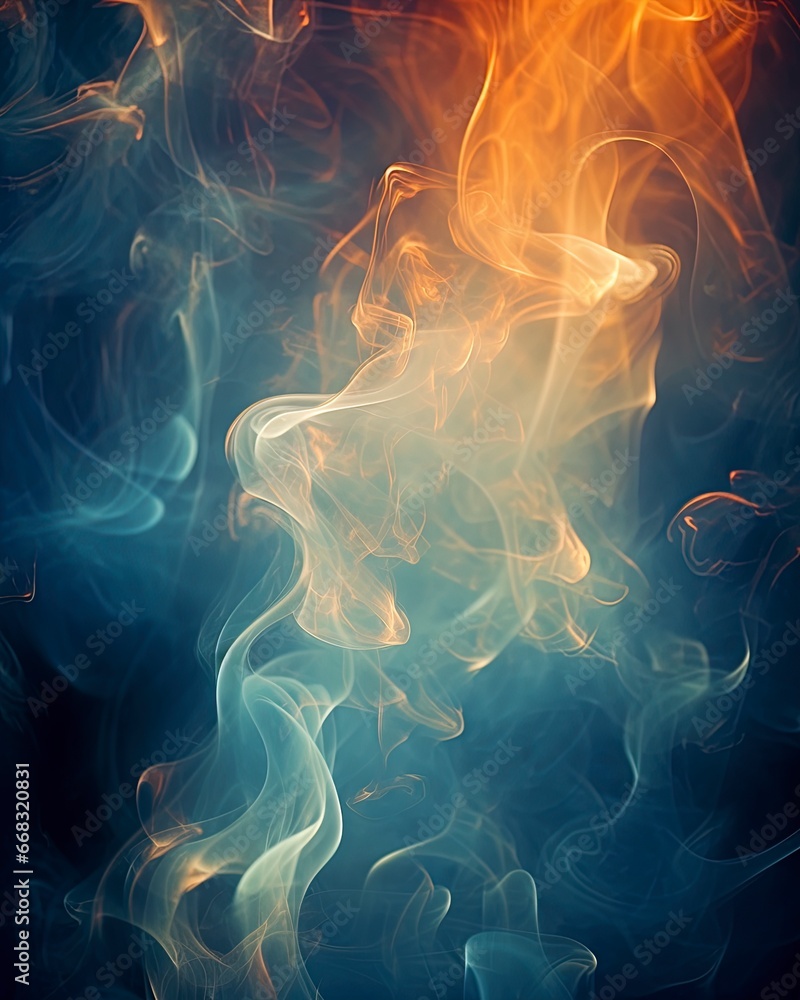 Obraz premium Harmful cigarette smoke on a abstract blurred out background.