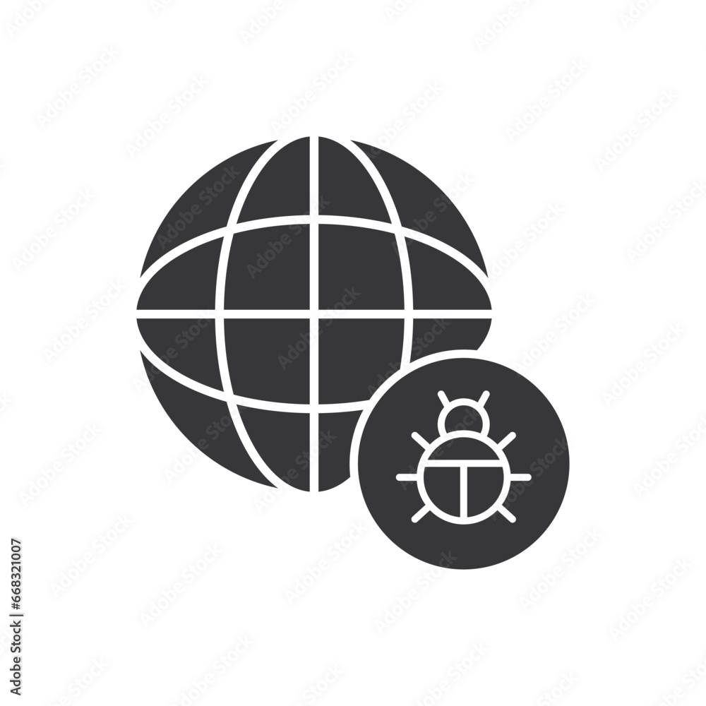Virus Infected Internet Icon - Malware Icon Virus Infected Internet Icon - Malware Icon