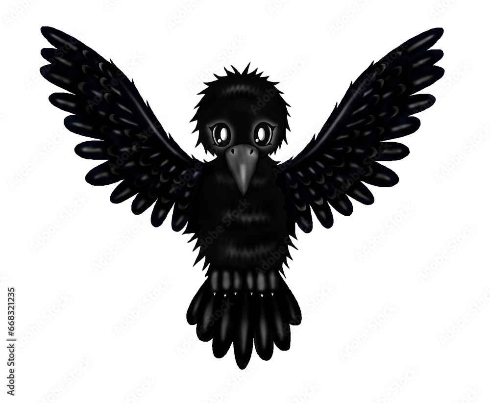 Obraz premium flying raven spread wings