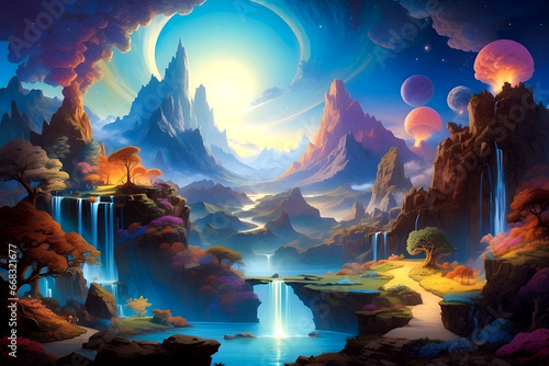 Picture of a surreal dreamscape where reality and imagination entwine Cartoon Background design - ai generated