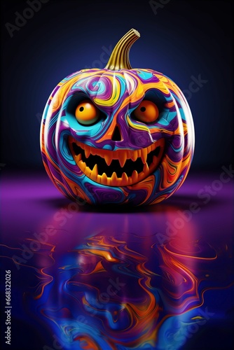 Abstract Creative Colourful Spooky Halloween Festival Pumpkin Background Art