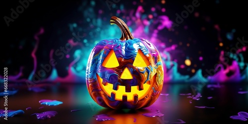 Abstract Creative Colourful Spooky Halloween Festival Pumpkin Background Art