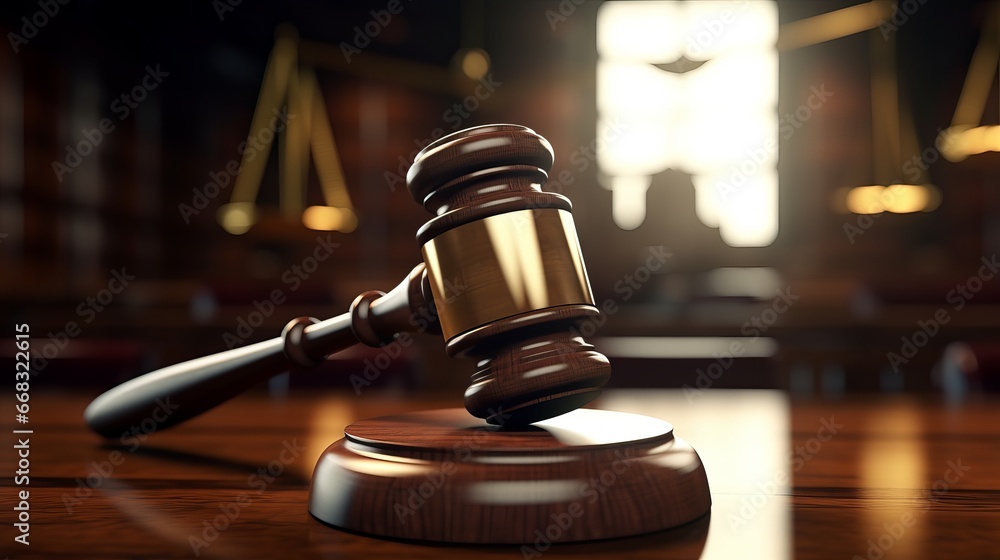 Court of Justice and Law Judge Impartial Honorable Pronouncing Sentence, Striking Gavel in Trial Session Court of Justice and Law Judge Impartial Honorable Pronouncing Sentence, Striking Gavel in Trial Session
