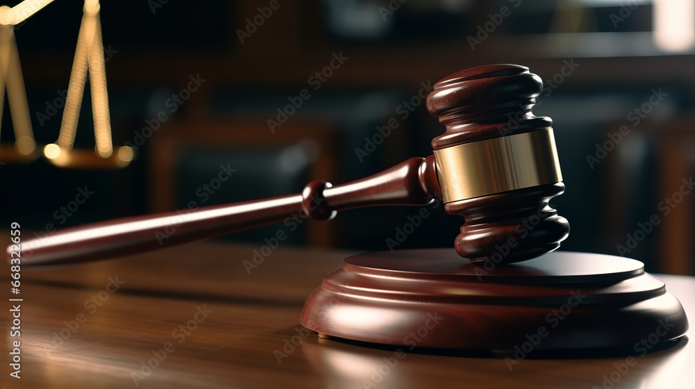 Court of Justice and Law Judge Impartial Honorable Pronouncing Sentence, Striking Gavel in Trial Session Court of Justice and Law Judge Impartial Honorable Pronouncing Sentence, Striking Gavel in Trial Session