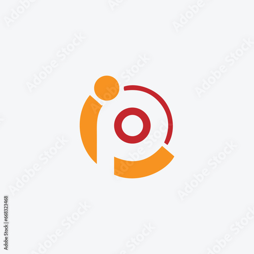 letters ip or pi text logo design vector