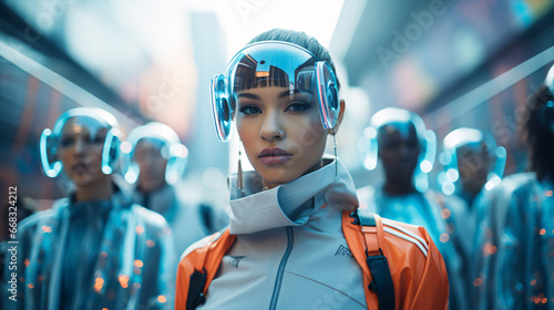 A dynamic picture of futuristic fashion-savvy individuals is presented.