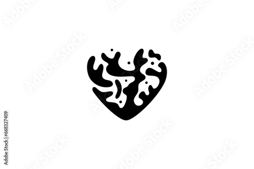 Coral logo with heart shape flat vector illustration design