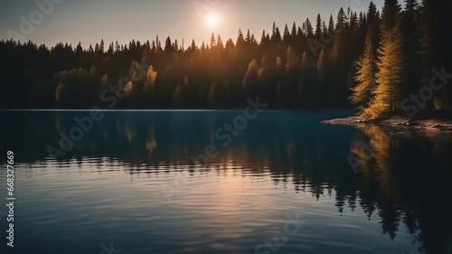 sunset over lake nature lake background  Beautiful © Jared