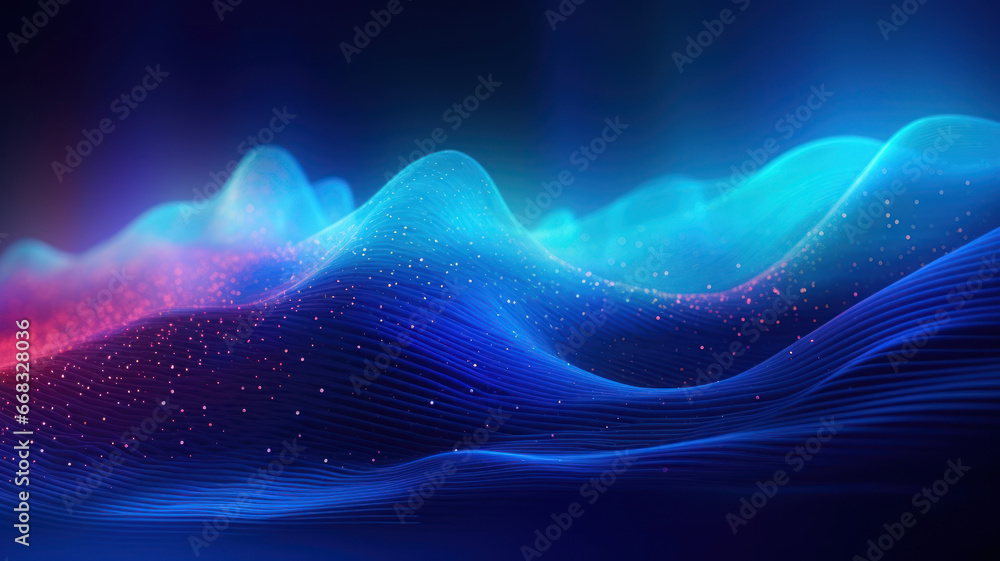 Naklejka premium Blue Futuristic Data Wave Background