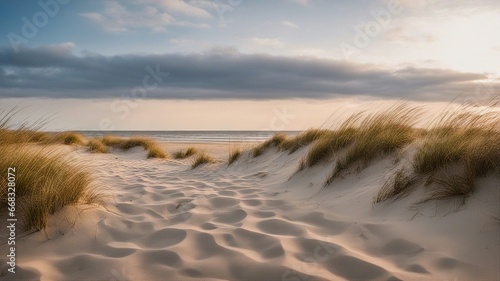 sand dunes at sunset sandy path to the beach