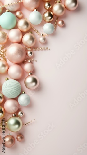 Pearl beads and pearls on white background, flat lay. space for text.