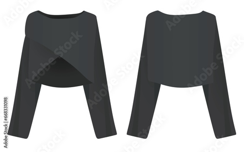 Black woman poncho sweater. vector