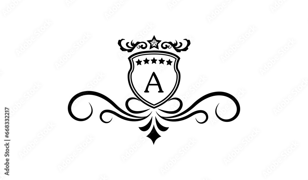 Luxury Monogram shield with crown Logo A