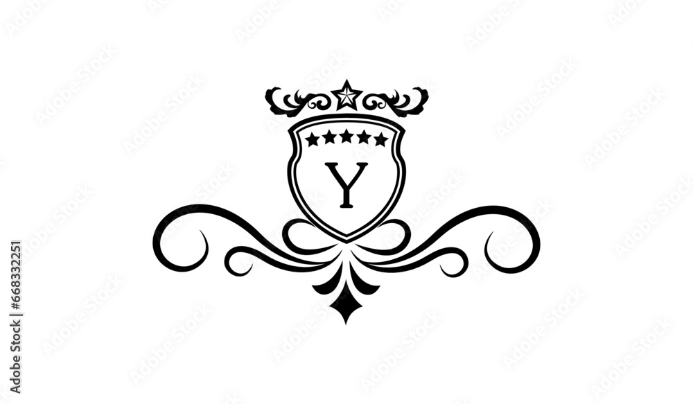 Luxury Monogram shield with crown Logo Y
